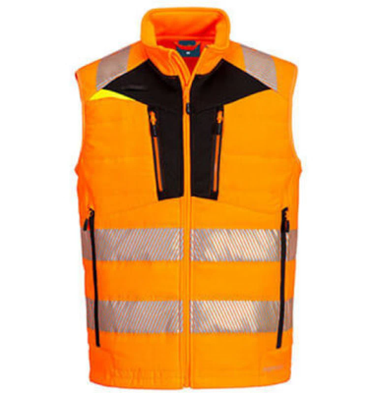 Image of Portwest DX4 Hi Vis Hybrid Baffle Bodywarmer DX479OBRS Colour: Orange / Black