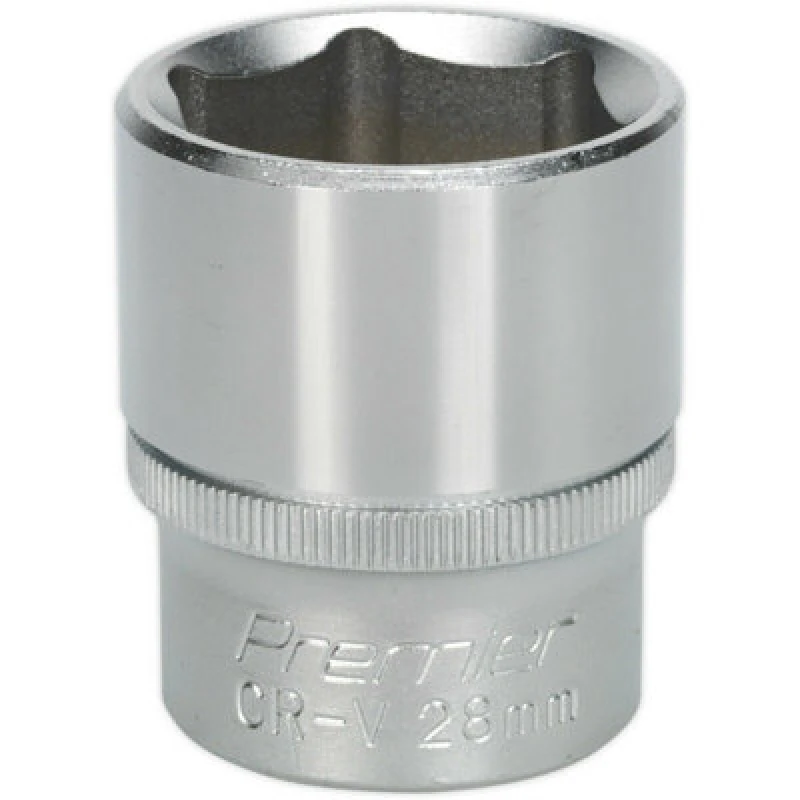 Image of Loops 28mm Steel Drive Socket - 1/2" Square Drive - Chrome Vanadium Wrench Socket Metallics