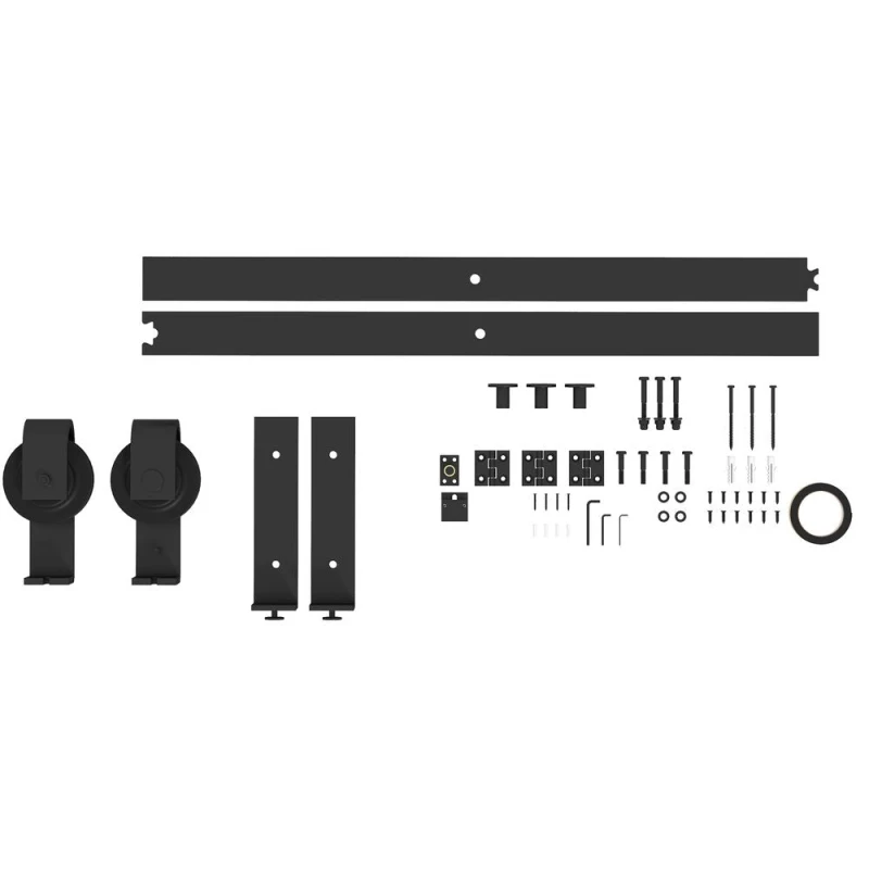 Image of HOMCOM 4FT/122CM Bi-Folding Sliding Barn Door Hardware Kit Sliding Door Kit TJ Hughes 5056725549879