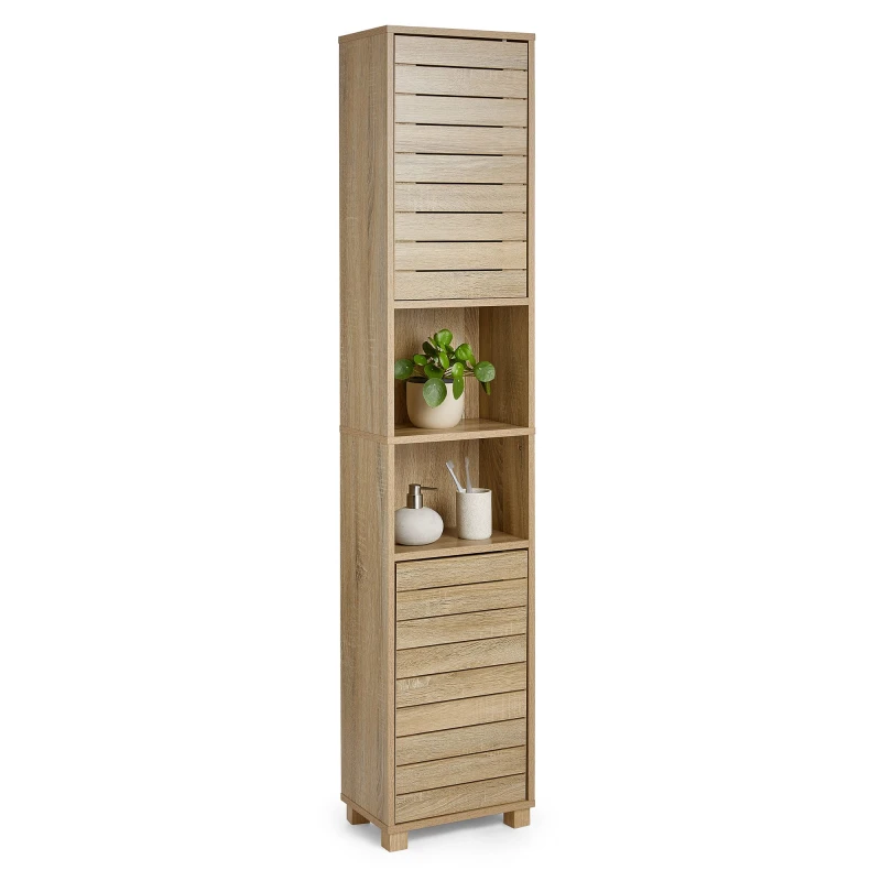 Image of VonHaus Chester Freestanding Tall Bathroom Cabinet Natural