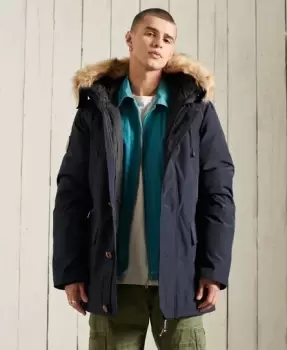 Image of Superdry Mens Rookie Down Parka Jacket Dark Blue / Dark Navy - Size: S