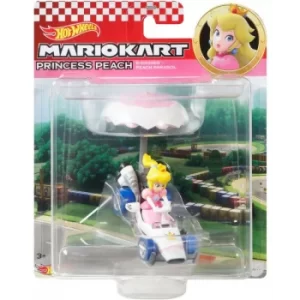 Image of Hot Wheels Mario Kart Princess Peach B-Dasher & Peach Parasol Figure