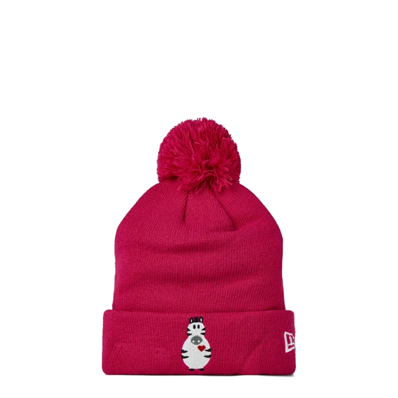 Image of New Era Animal Pom Pom Beanie Juniors - Pink Pink Child