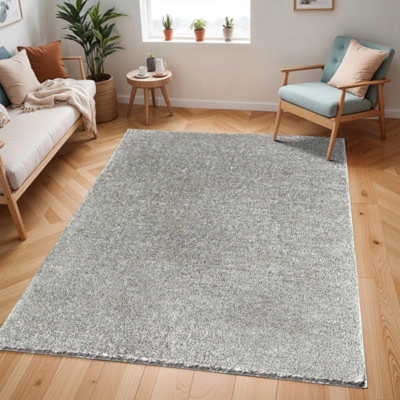 Image of Livabliss Shaggy Solid Color Plush Pile Dark Grey Claire Area Rug 200 X 275cm - Easy Care, Non Shedding, Ideal For Living Room & Bedroom