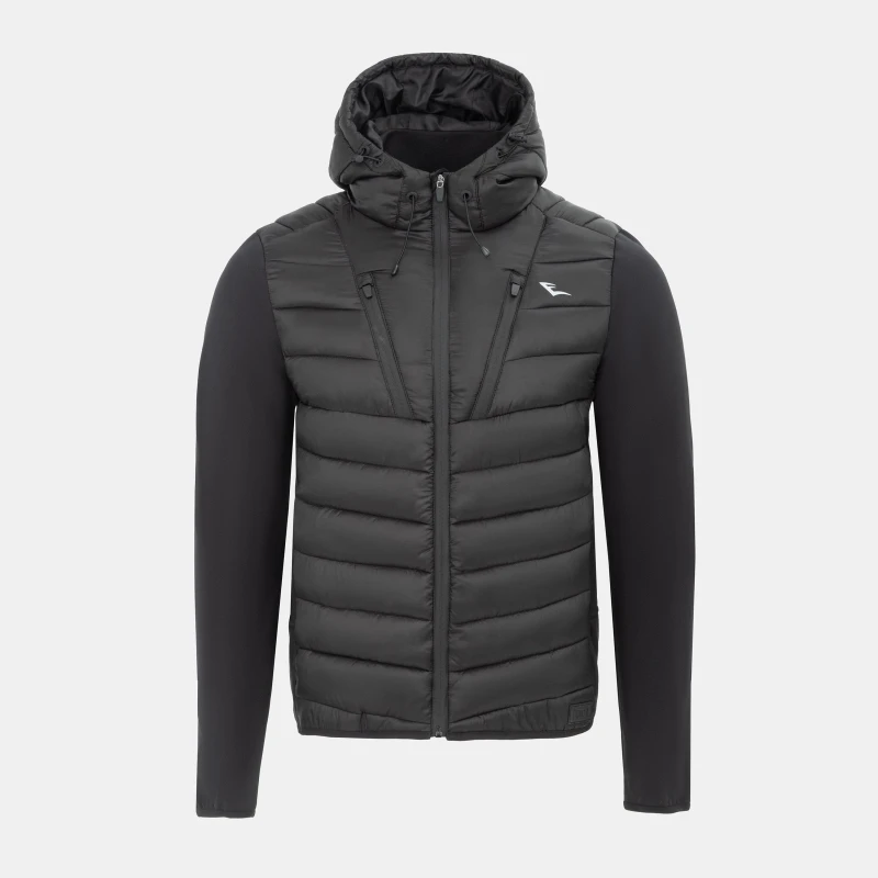 Image of Everlast Mens Hooded Full Zip Long Sleeve Hybrid Jacket Black male S