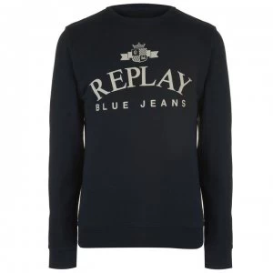 Image of Replay Jeans Crew Sweatshirt - Midnt Blue 576
