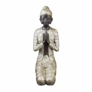 Image of Large Praying Buddha Ornament Black and Silver 58cm