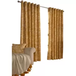 Image of Furn Irwin Woodland Design Ringtop Eyelet Curtains (Pair) (117x183cm) (Mustard) - Mustard