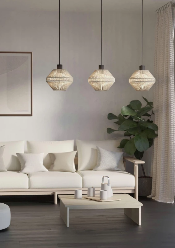 Image of EGLO Eglo Midsumer Timeless Fabric Three Light Pendant in Black One Size Unisex 9002759440015