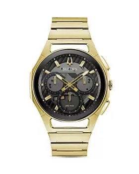 Image of Bulova Curv Gold-Tone Link Bracelet Chronograph, 44mm