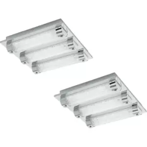 Image of 2 PACK Wall Flush Ceiling Light Colour Chrome Shade Clear Crystal LED 3x7W