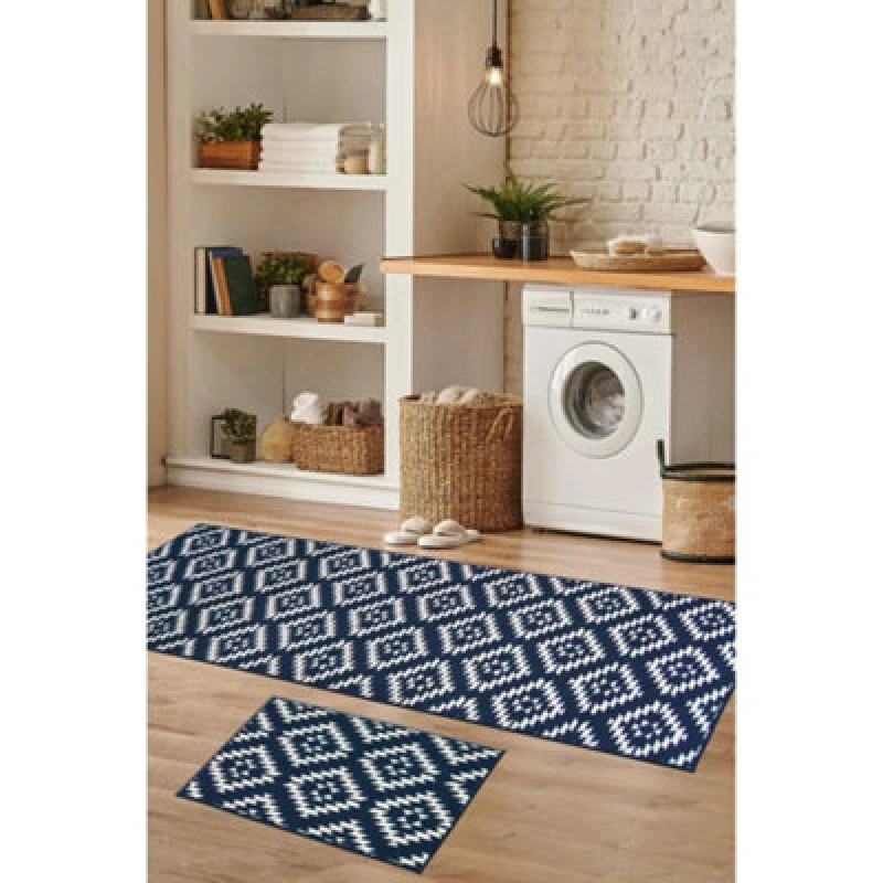 Image of Homemaker Aztec Runner & Doormat Set Blue - Homemaker - Size: 57X150 Blue 57X150 ND87502
