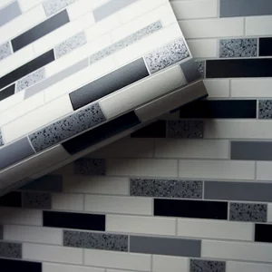 Image of Holden Oblong Granite Tiling on a Roll Black / Silver Wallpaper