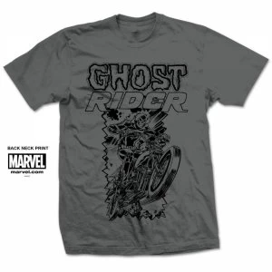 Image of Marvel Comics Ghost Rider Simple Mens Grey T Shirt Small