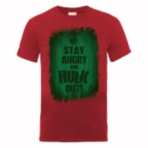 Image of Marvel Avengers Assemble Hulk Stay Angry T-Shirt - Red - S