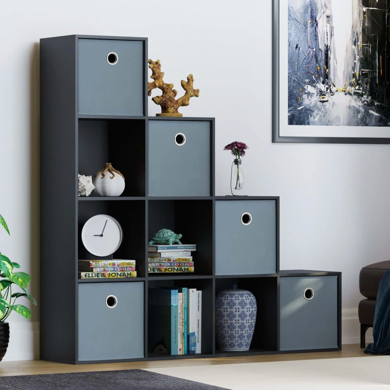 Image of Lassic 10 Cube Storage Unit (B) + Set of 5 Storage Cubes Grey unisex 10 Unit