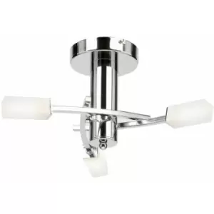 Image of Loops - Semi Flush Ceiling Light Chrome & Glass 3 Bulb Square Shade Dimmable Pendant