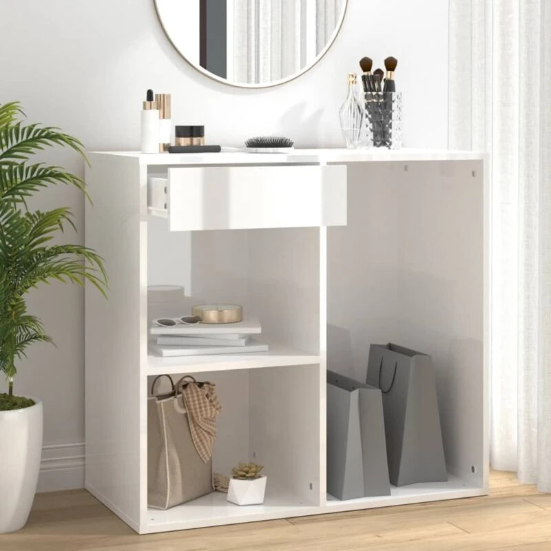Image of Vidaxl Cosmetic Cabinet High Gloss White 80X40X75cm Engineered Wood, White 808843