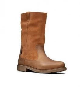 Image of Clarks Girls Astrol Rise Boots - Tan, Size 4 Older