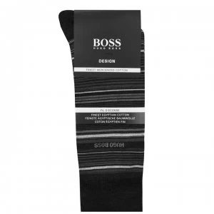 Image of Hugo Boss Multi Stripe Mercerised Cotton Socks Black