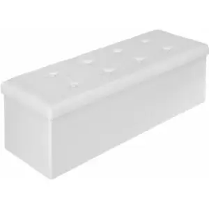 Image of Storage bench foldable made of synthetic leather 110x38x38cm - storage ottoman, shoe storage bench, hallway bench - white - white