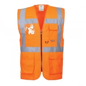 Image of Portwest Berlin Zip Front Class 2 Hi Vis Waistcoat Orange M