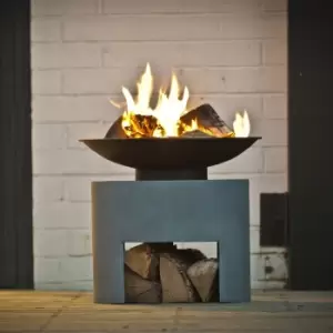 Image of Oval Console Cement Fire Bowl Grey