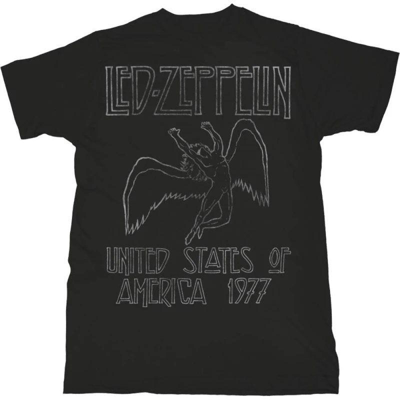 Image of Led Zeppelin LED Zeppelin Men USA 77 T-Shirt in Black Size: 2X-large Black XXL Male 5063238601147