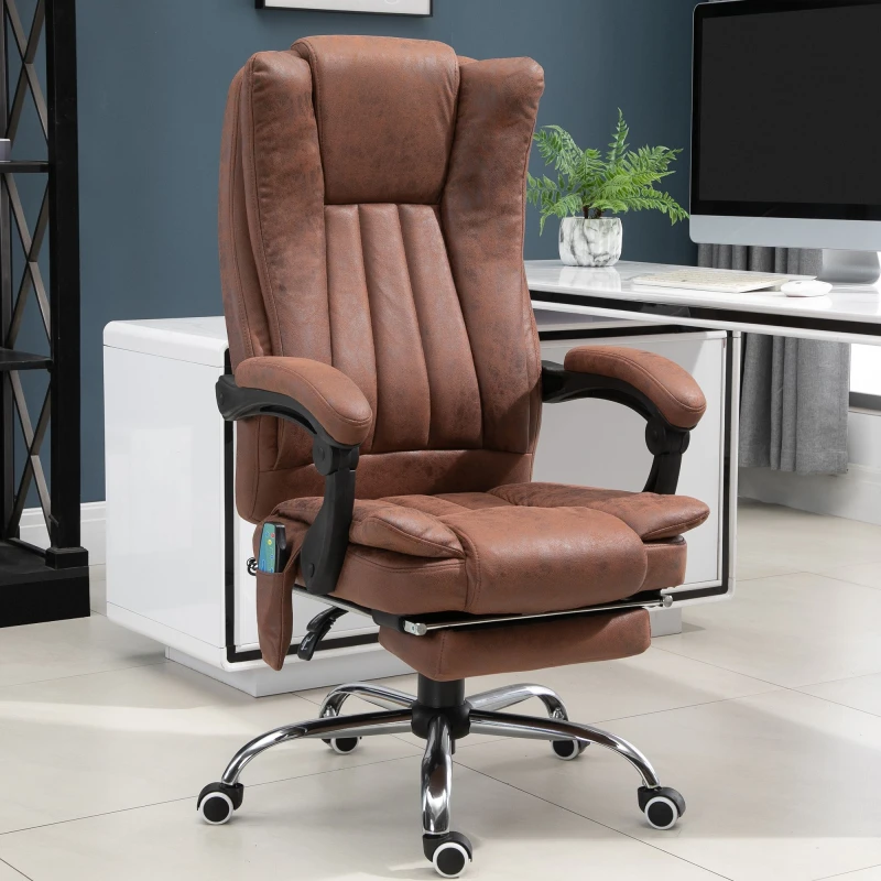 Image of Vinsetto 6-Point Vibrating Heat Massage Chair w/ Microfibre Upholstery Brown - 62W x 70D x 120Hcm TJ Hughes 5056725553494