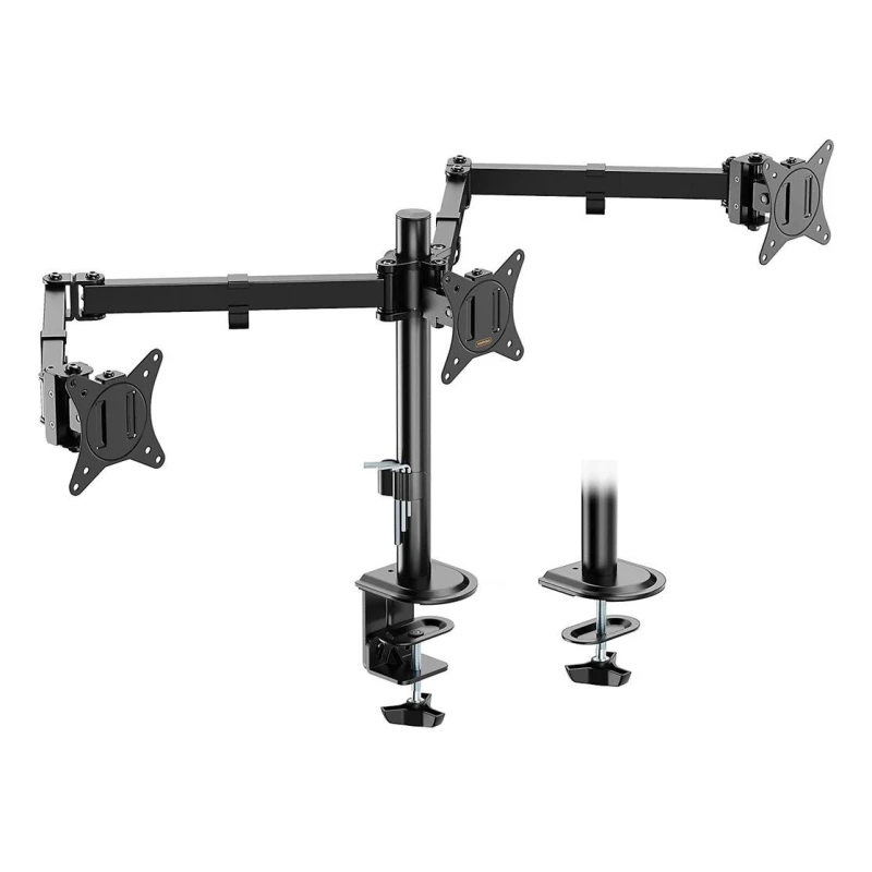 Image of VonHaus Height Adjustable Tilt and Rotate Three Screen Monitor Desk Clamp Black unisex