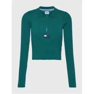 Image of Tommy Jeans Tjw Half Zip Thru Rib Badge - Green