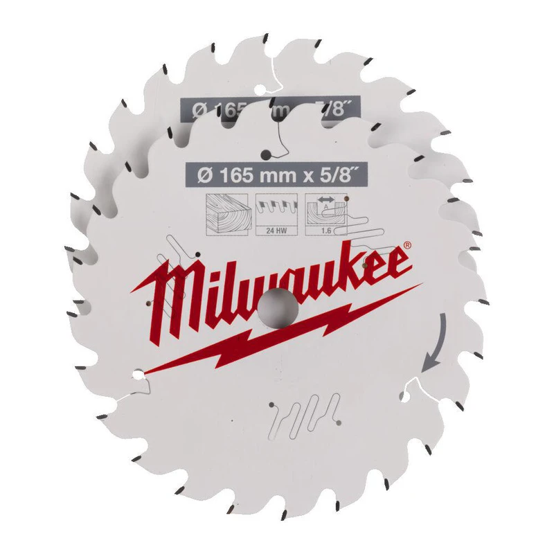 Image of Milwaukee 2 Piece 165mm Circular Saw Blade Set 4932479836 Diameter: 165mm