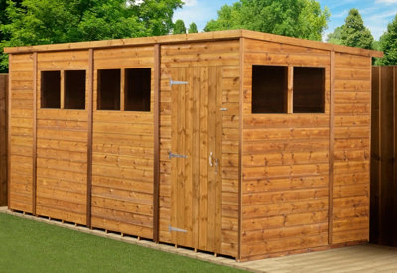 Image of Empire Sheds Empire Modular Pent 14X6 Dipped Treated Tongue And Groove Wooden Garden Shed With Windows (14' X 6' / 14ft X 6ft) (14X6)