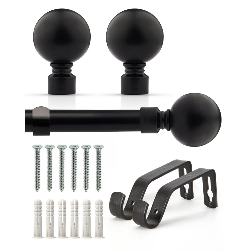 Image of Emma Barclay Curtain Pole Extendable Ball Matt Black unisex 120-210cm