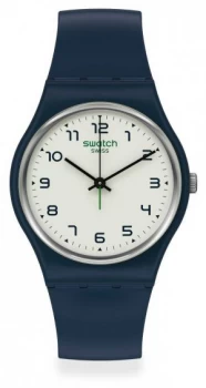 Image of Swatch SIGAN Navy Plastic Strap White Dial SO28N101 Watch