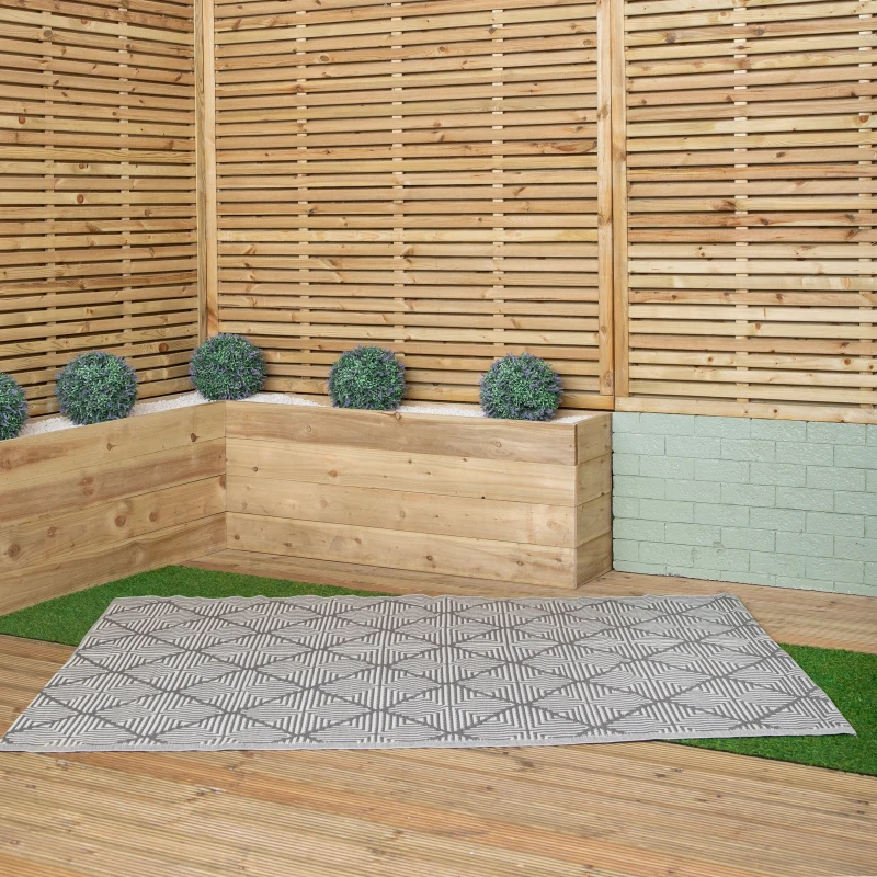 Image of 1.5m x 2.1m Alexandria Large Outdoor Alfresco Patio Rug Mat in Grey