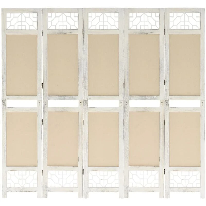 Image of VIDAXL 5-Panel Room Divider Cream 175x165cm Fabric Vidaxl 8720286654934