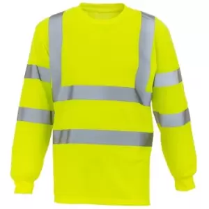 Image of Yoko Adults Unisex Hi-Vis Long Sleeve T-Shirt (XL) (Yellow) - Yellow