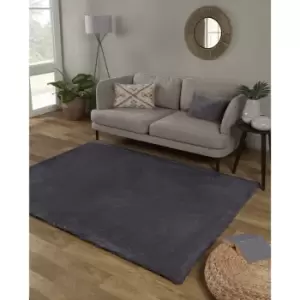 Image of Lord Of Rugs - Lulu Plain Super Soft Plush Shaggy Rug Charcoal Medium Carpet 120 x 170cm (4'x5'6')