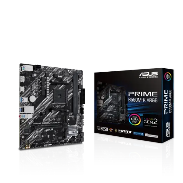 Image of Asus Prime B550M-K ARGB AMD B550 DDR4 Micro ATX Motherboard - Socket AM4