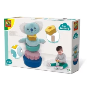Image of SES CREATIVE Tiny Talents Childrens Sensory Stacking Tower Toy, Unisex, 6 Months and Above, Multi-colour (13116)
