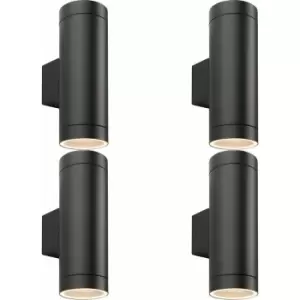 Image of Loops - 4 pack Up & Down Twin Outdoor Wall Light - 2 x 7W GU10 LED - Textured Black