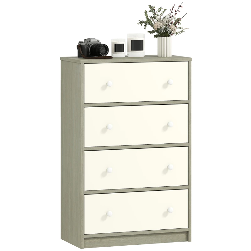 Image of HOMCOM HOMCOM Drawer Dresser for Bedroom Chest of Drawers with Steel Frame in White White One Size Unisex 5063603261648