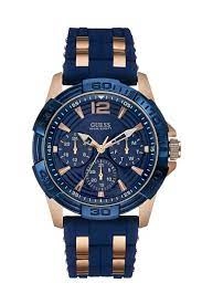 Image of Guess Blue And Rose Gold Chronograph Watch - W1295L3 - multicoloured