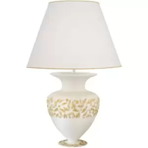 Image of Kolarz Anfora Fabric Table Lamp With Round Tapered Shade White