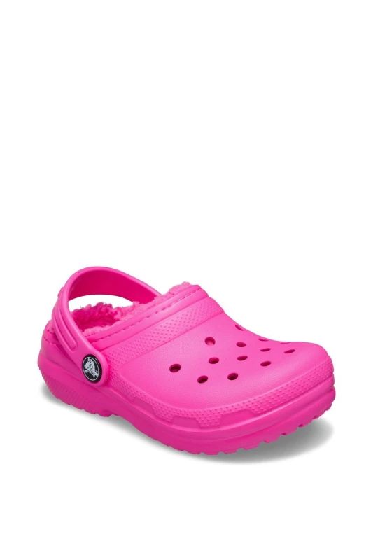 Image of Crocs Girl's Classic Lined Clog in Bright Pink Size: Infant 11 Bright Pink Female Infant 11