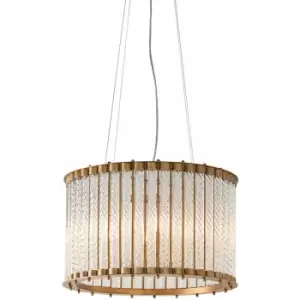 Image of Matt Gold Glass Tube Ceiling Chandelier - Decorative Glass Rods - 6 Bulb Fitting