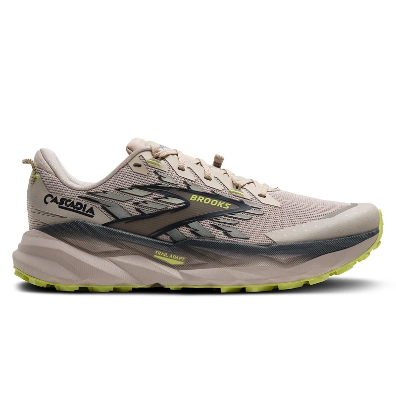 Image of Brooks Brooks Cascadia 19 Mens Chateau/ebony/sunny Lime - Grey / Standard / 10.5
