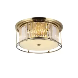 Image of Guilford Ceiling Lamp, 6 Light E27, Antique Brass, Clear