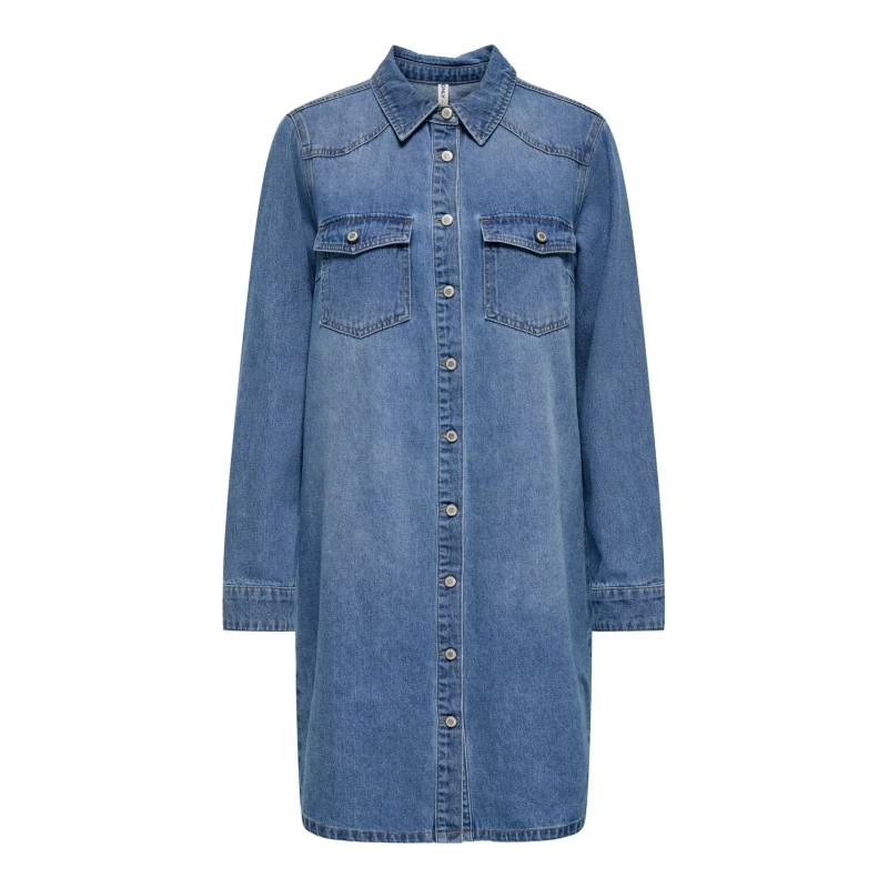 Image of Only Long sleeve shirt dress For Her Only Lisa Gua Bleu Female L